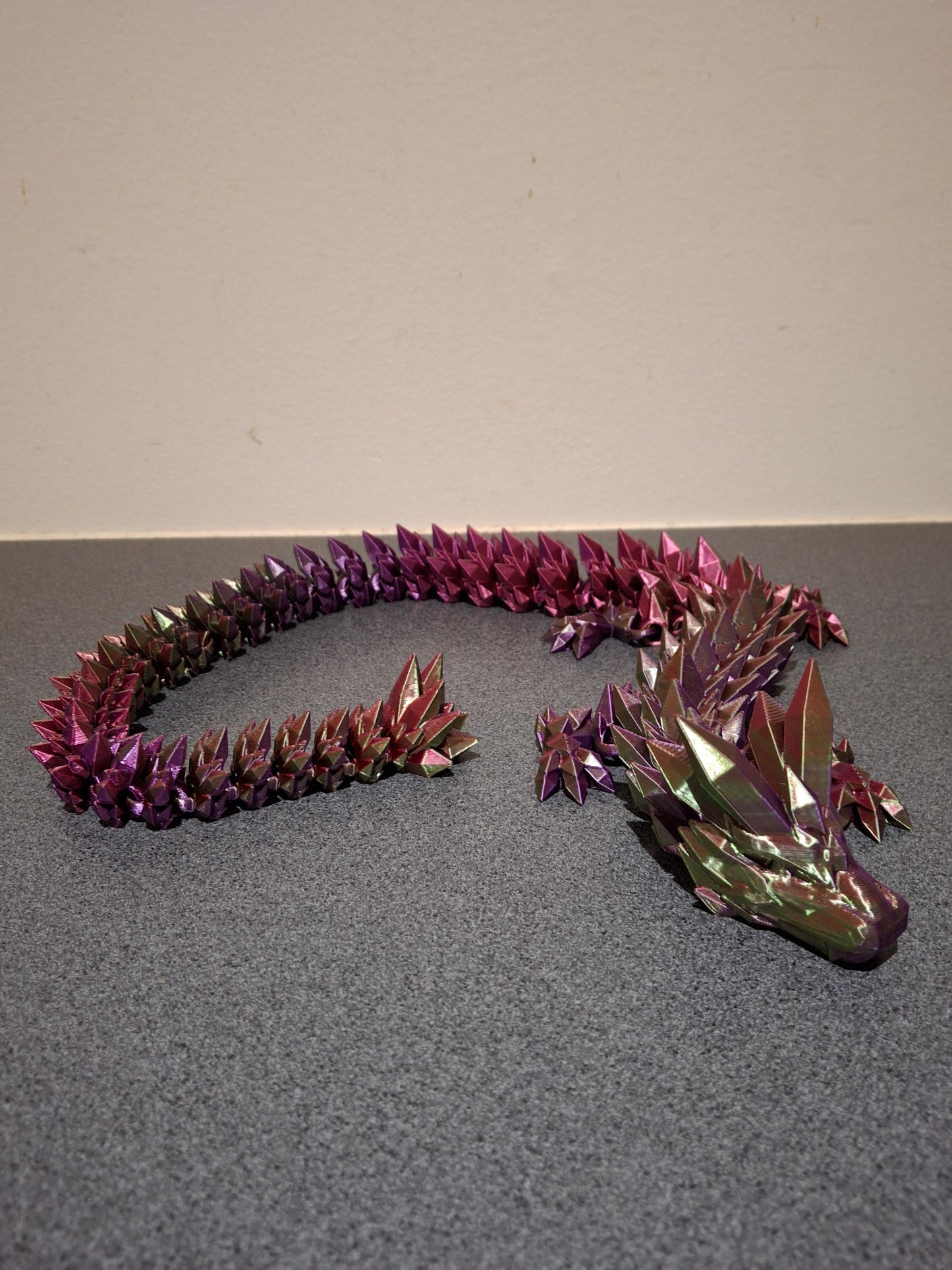 Krystal Drage - Rød, Lilla og Grøn - 68cm