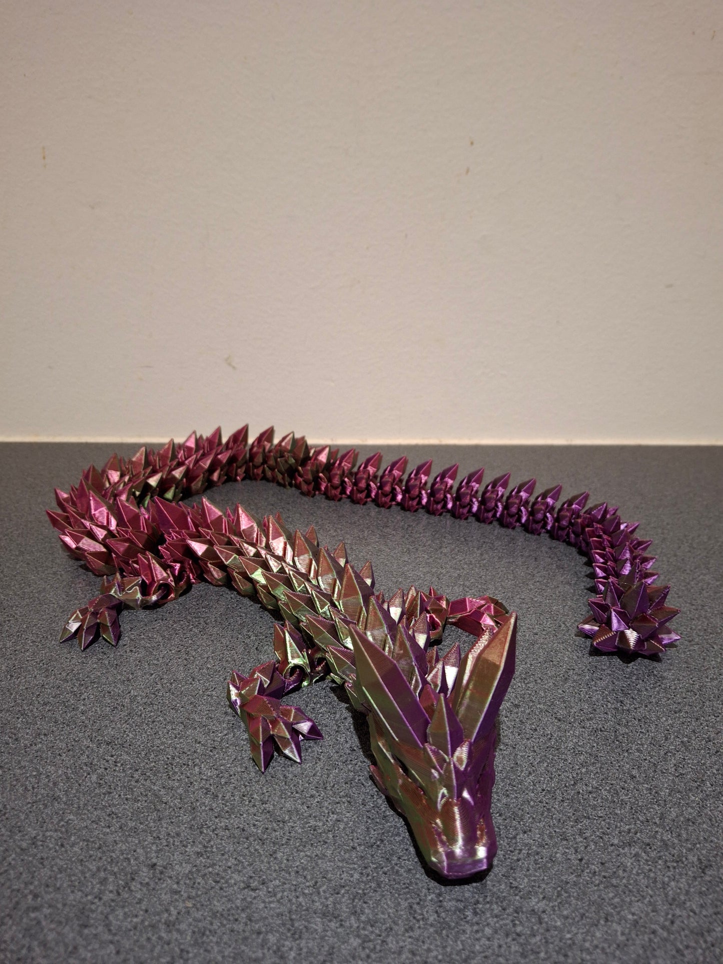 Krystal Drage - Rød, Lilla og Grøn - 68cm