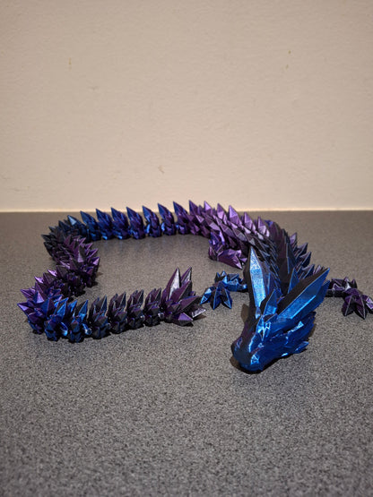Krystal Drage - Sort, Blå og Lilla - 68cm
