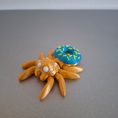 Mini Donut Edderkop - Blå, gul, hvid og guld